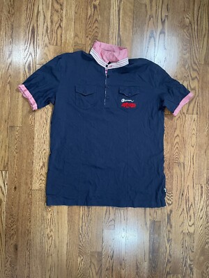 Love Moschino Polo Shirt Ocean Drive Navy Blue Size XXXL 00s