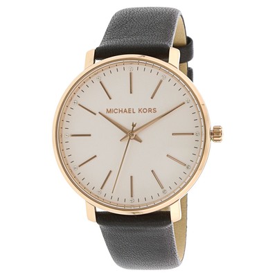 michael kors leather strap watch women's