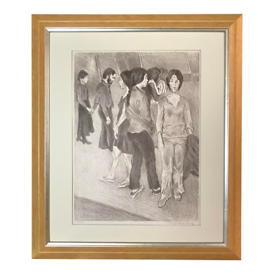 Original Lithograph ''Gathering'' New York by Raphael Soyer American Art 24'' X 28''
