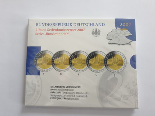 2 Euro Gedenkmünzenset Deutschland 2007 Mecklenburg-Vorpommern, PP OVP - Bild 1 von 2