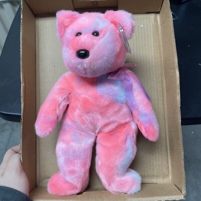 14'' Ty Beanie Buddy Clubby 5th Anniversary Edition Pink Bear 2002