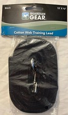 New Guardian Gear Cotton Web Dog Training Lead 15'x5/8" leash, Black