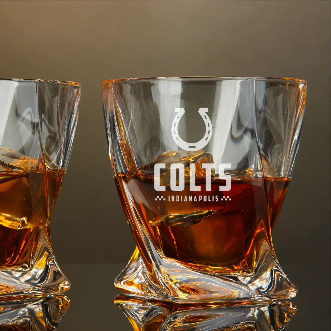 Engraved Indianapolis Colts Whiskey Glass - Twisted Whiskey Glasses