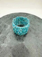 Elegant Handcrafted Sabbat Candle Holder of Blue Apatite Stone (set of 2)