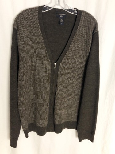 Brown Merino Wool Cardigan Sweater Zip 