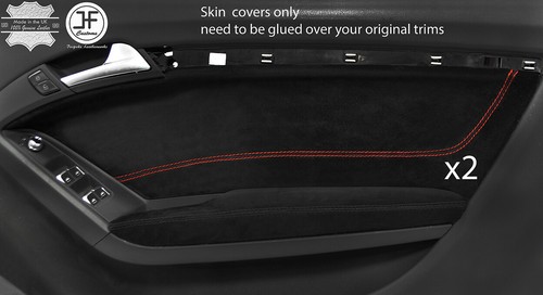 RED STITCH 2X Front Door Armrest Leather Skin Covers Fits Audi Tt Mk2