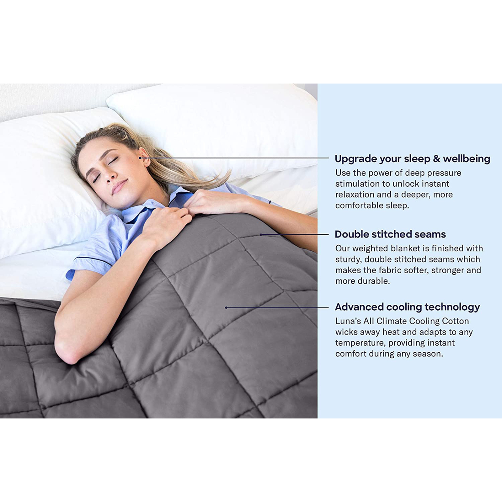 Breathable Weighted Blanket, 80x60", 25Lb, Gray & White Boxed, Queen (Open Box) eBay
