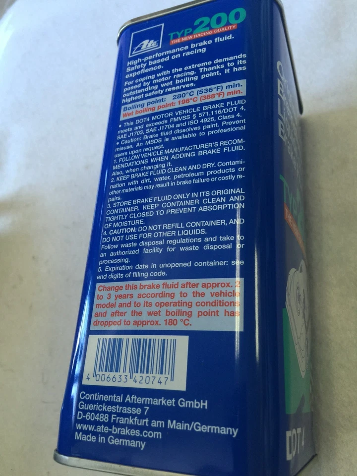 Set of 3 ATE DOT 4 TYP 200 – Brake Fluid (High Boiling Point) - 706202 — 第 2/2 张图片