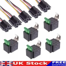 Pack of 5PCS 12V Automotive On/Off Fused Relay 30A 4-Pin with Holder Socket