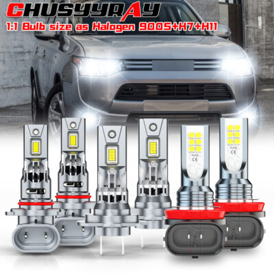For Mitsubishi OUTLANDER 2014-2020 Combo 6X LED Headlights Kit + Fog Light Bulbs