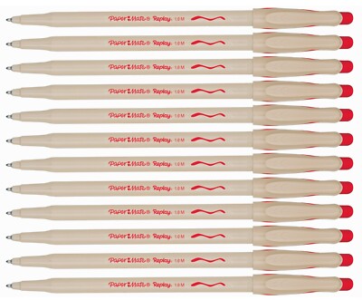 Paper Mate Replay Red Erasable Ballpoint Pens With Eraser 12 Pens New