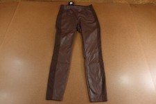 Fashion Nova Womens Size Small Chocolate Faux Leather Zipper Accent Leggings NWT