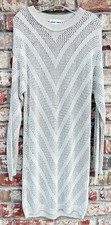 VTG David David Small Open Knit Sweater Dress Chevron USA Tan Neutral EUC