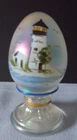 Fenton HP Iridized Egg on stand w/lighthouse Measures 3-¾ inches HP #1452/2500