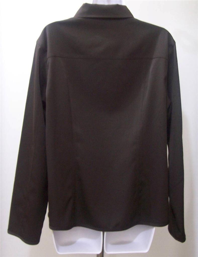 Chico's Top 2 L Large Solid Brown Button Front Lo… - image 3