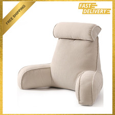 Reading Pillow for Sitting Up in Bed Corduroy Backrest Pillow with Arms Side
