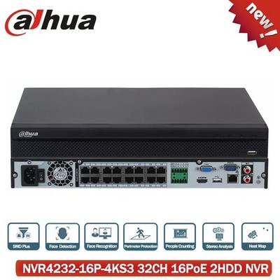 Dahua NVR4232-16P-4KS3 32CH 16PoE 4K 12MP NVR Wizsense Netzwerk Video Recorder