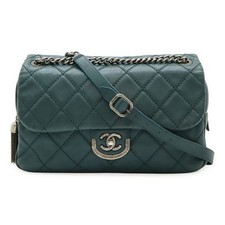 Chanel Wild Stitch Leather Shoulder Bag Women Green One Size
