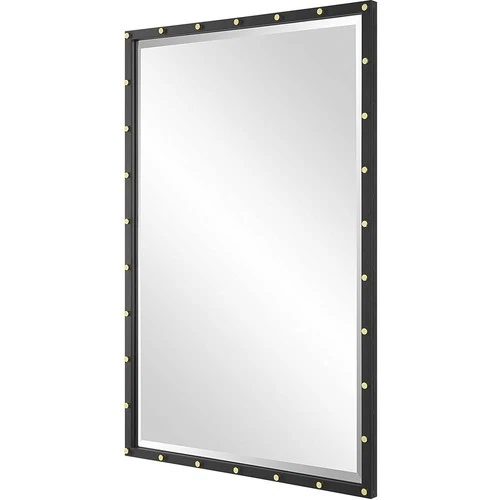 Uttermost 09935 Benedo Wall Mirror Matte Black with Plated Brass - Picture 4 of 6