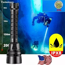 200000LM LED Diving Flashlight Underwater Depth Scuba Diving Torch US