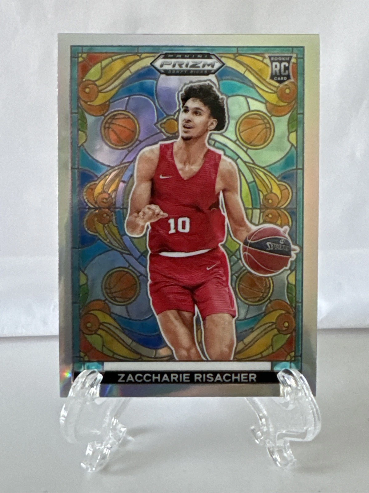 Zaccharie Risacher 2024 Panini Prizm Draft Picks Stained Glass No 9 (RC)