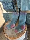 Antique Handmade Amish Baby Blue Long Stockings Primitive American Country Find — photo 1