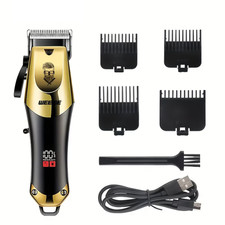 Men s Hair Clipper USB Rechargeable LCD Trimmer Shaver Grooming Kit