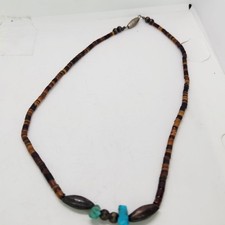 Vtg Santo Domingo Kewa Olive Shell & Turquoise Heishi Necklace Native American