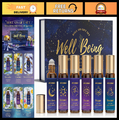 Essential Oils Roll On Set - Natural Aromatherapy Blends for Relaxation & Focus,
