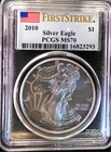2010 American Eagle MS-70 PCGS First Strike Toning Spot-0.999 Silver 1 Oz Coin b