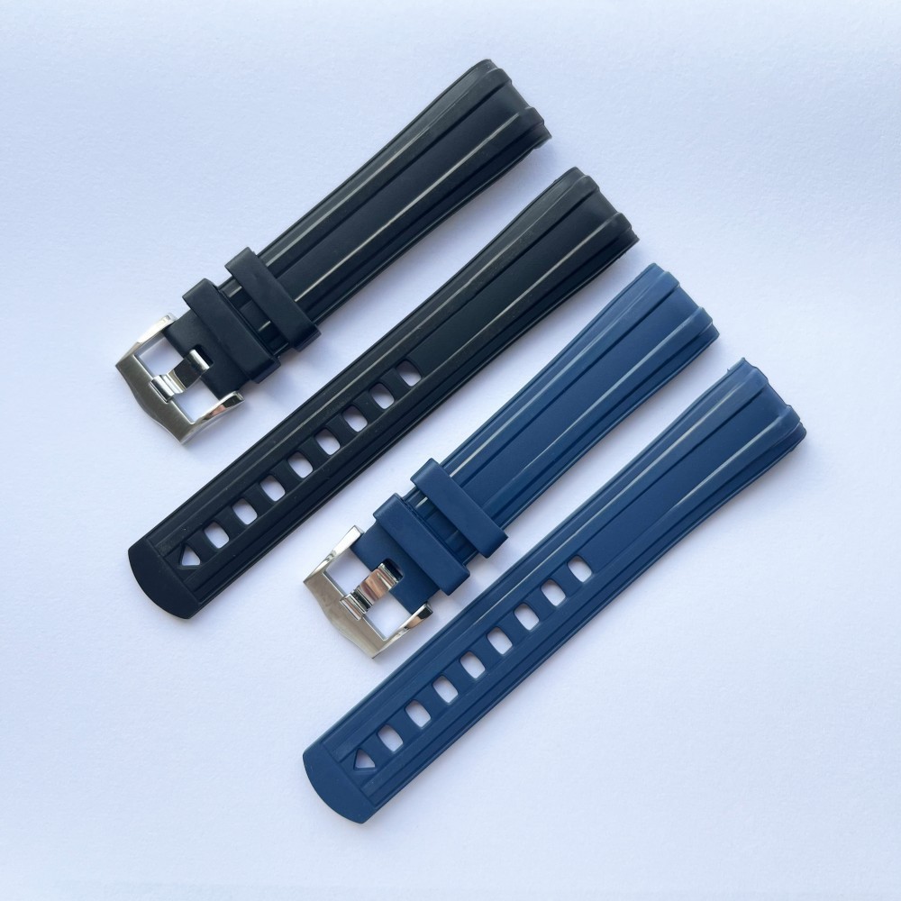 New 20mm Rubber Silicone Watch Strap Band For Omega Seamaster 300 Black blue
