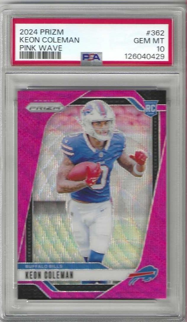 2024 Prizm KEON COLEMAN Buffalo Bills Rookie Pink Wave #362 PSA 10 GEM MINT