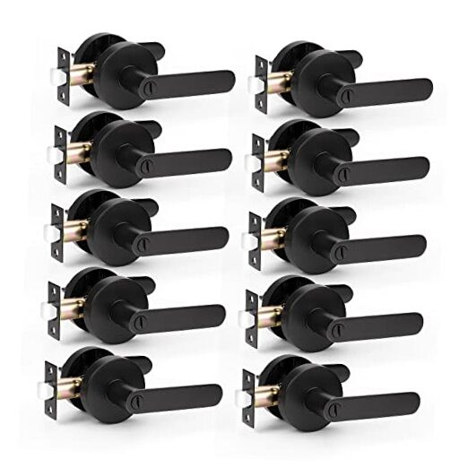 10 Pack Black Door Handle with Lock, Privacy Door Lever Interior Door Handle