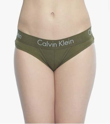 Calvin Klein Women s Solid Green Cotton Bikini Panties, Size M, QF4510 341