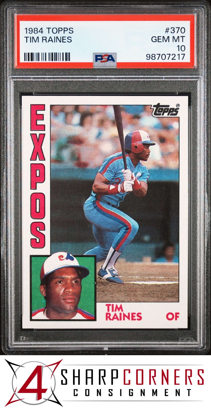 1984 TOPPS #370 TIM RAINES EXPOS HOF PSA 10