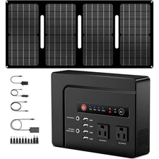 200W 146Wh Portable Power Station Camping Solar Generator with 40W Solar Panel