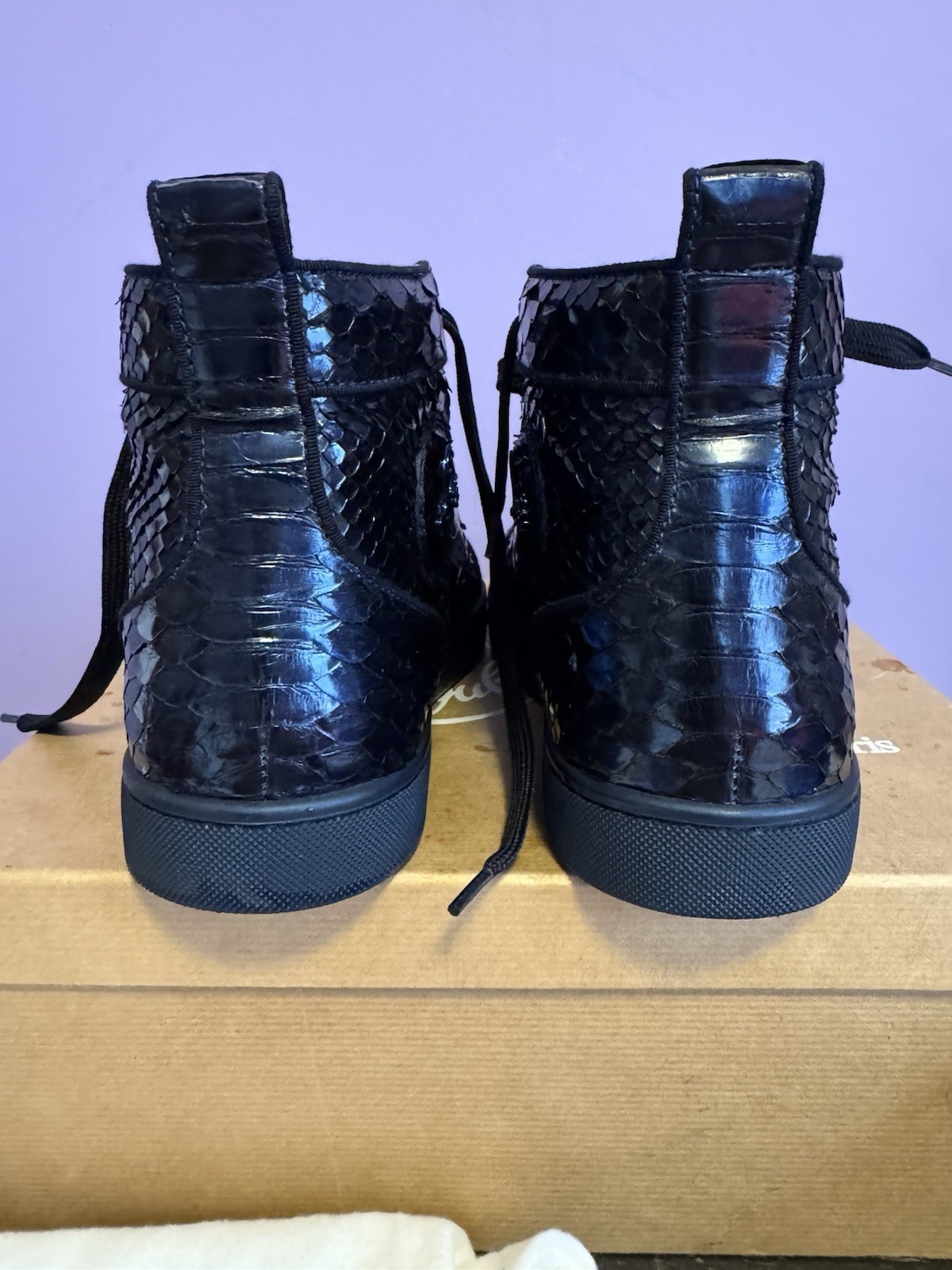 LOUBOUTIN RANTUS ORLATO FLAT PYTHON BLUE NAVY SNE… - image 12