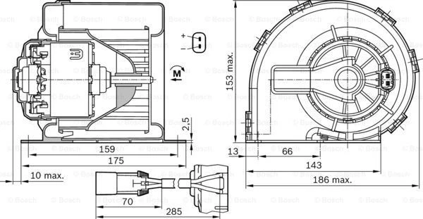 Bosch AC Blower Motor for John Deere Series 7010, 7710 8.1L 6081T 01/97 - 12/03 - image 2 of 2