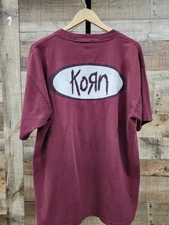 Vtg Korn Band Tee Sz XL Burgundy Minor Flaws Double Sided!