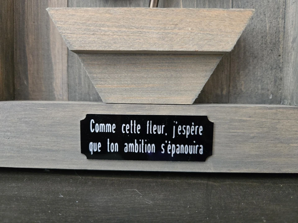 French Red Metal Rose Plaque "Ambition Will Blossom" Wooden Wall Art Cottagecore - Image 3 of 4