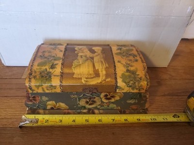 Wooden Celluloid Victorian Vanity Box Children Boy & Girl Distressed c. 1900's