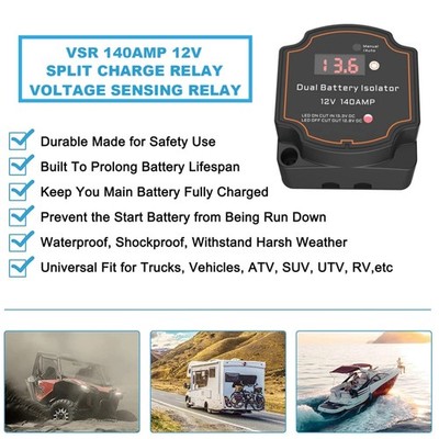 Vehicle Dual Battery Isolator 12V 140A Waterproof