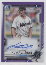 2021 Bowman Chrome Prospects Purple Refractor /250 Jake Eder #CPA-JED Auto 0ou2