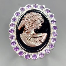 Unique Jewelry Natural Cameo Shell Ring 925 Sterling Silver Size 8 /R433285