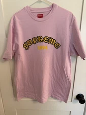 Supreme Old English Glow Tee Shirt  Crew Neck Pale Pink Size Large