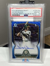 2023 Jacob Wilson💎1st Bowman Chrome Auto Blue Wave Refractor #39/150 PSA 10🔥🔥