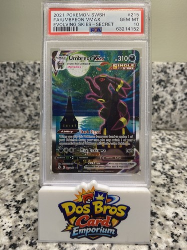 Pokémon TCG Umbreon VMAX Evolving Skies Holo Card 215/203 Moonbreon, PSA 10