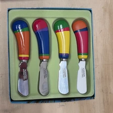 Dansk CARIBE Set Of 4 Spreaders Ceramic Handles Stainless Steele With Box