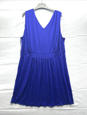 Bonmarché Women Blue Sleeveless Midi Dress Plus Size 24 Smocked Elastic Waist