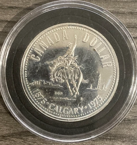 1975 Canada Silver Dollar - Calgary Centennial Commemorative - 50% Silver Coin